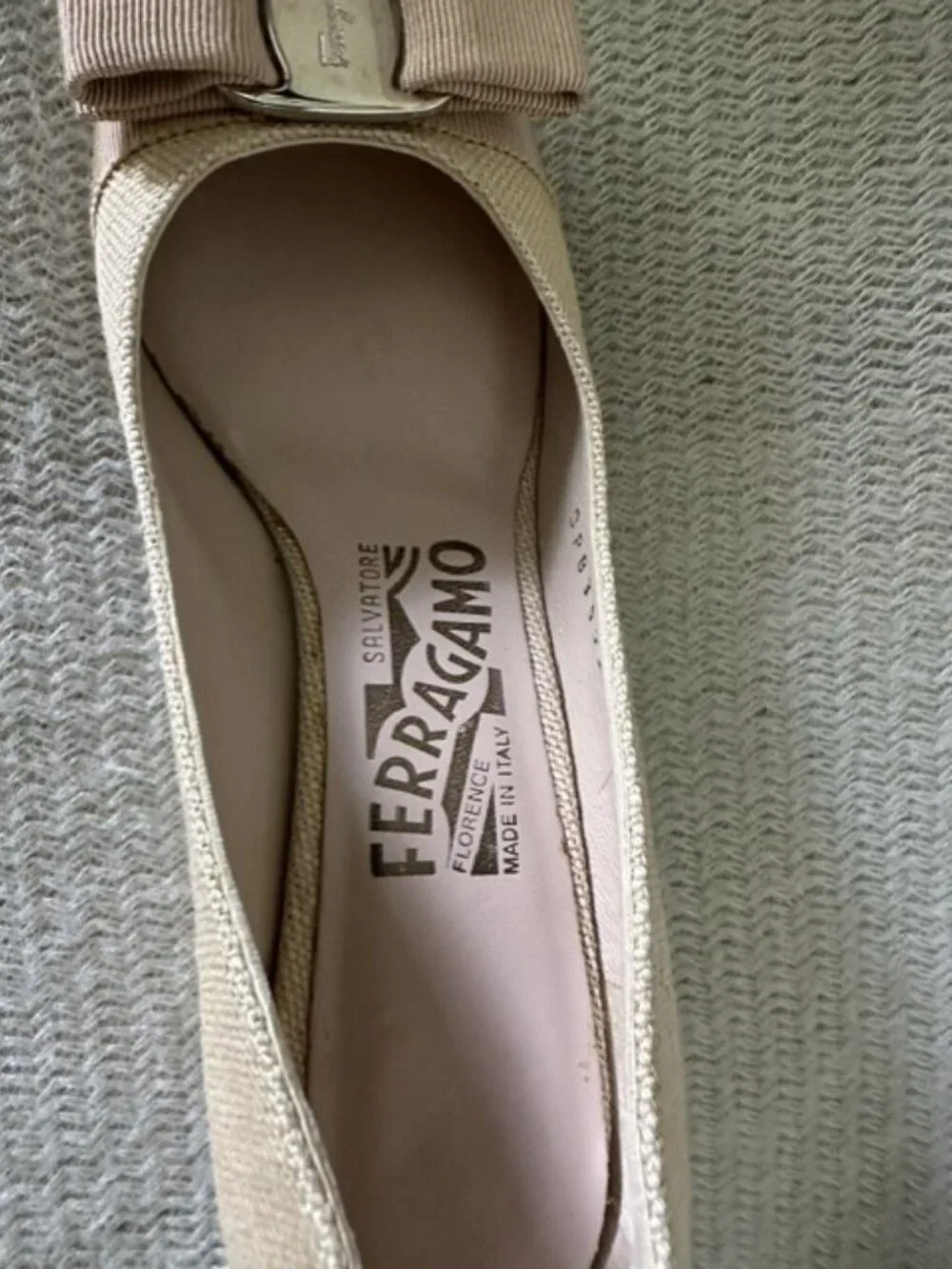 Brand New Women's Size 4B Salvatore Ferragamo Beige Wedge Shoes